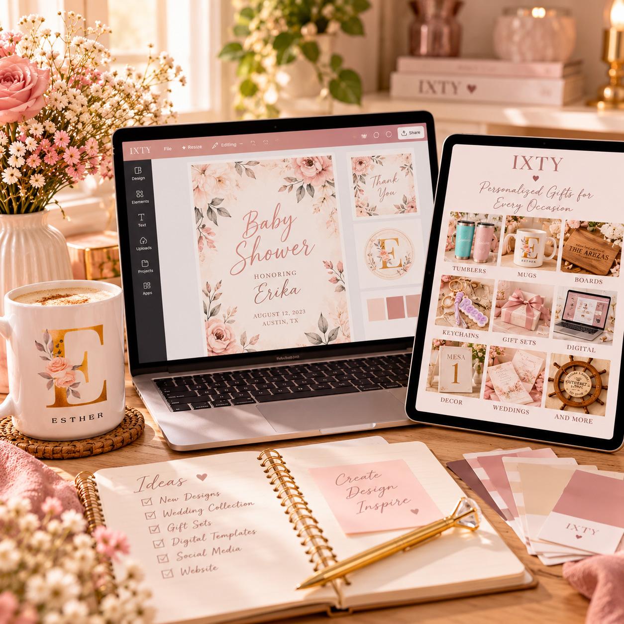 Printable verse design on a tablet