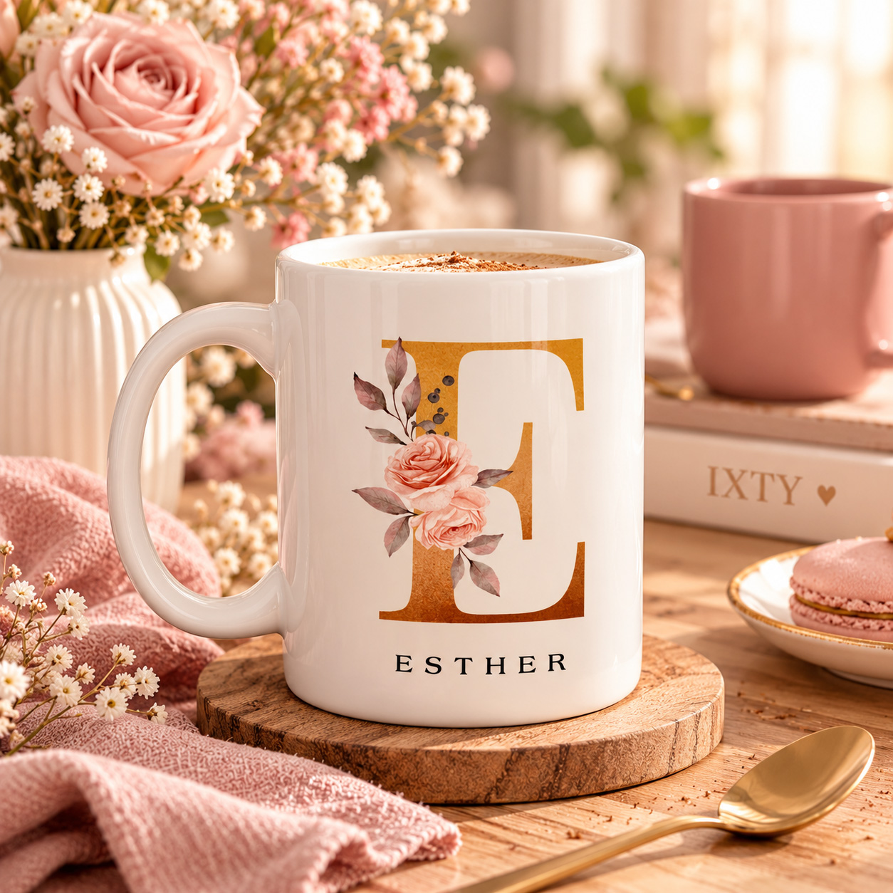 White mug with a printed verse