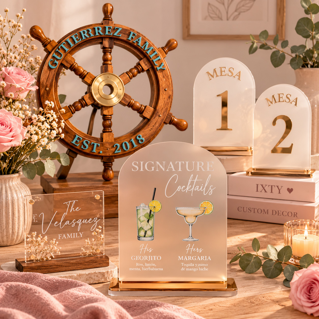 Wedding welcome sign on an easel